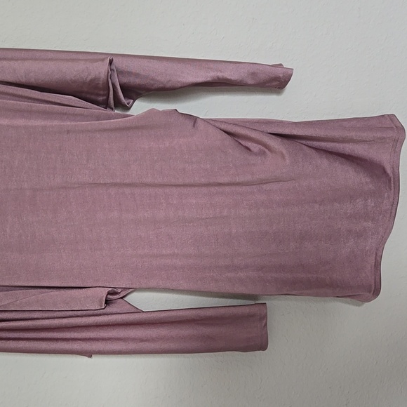 Zara Mauve Pink Slinky Ruched Bodycon Dress Mini with Dolman Sleeves Size S - Picture 7 of 13